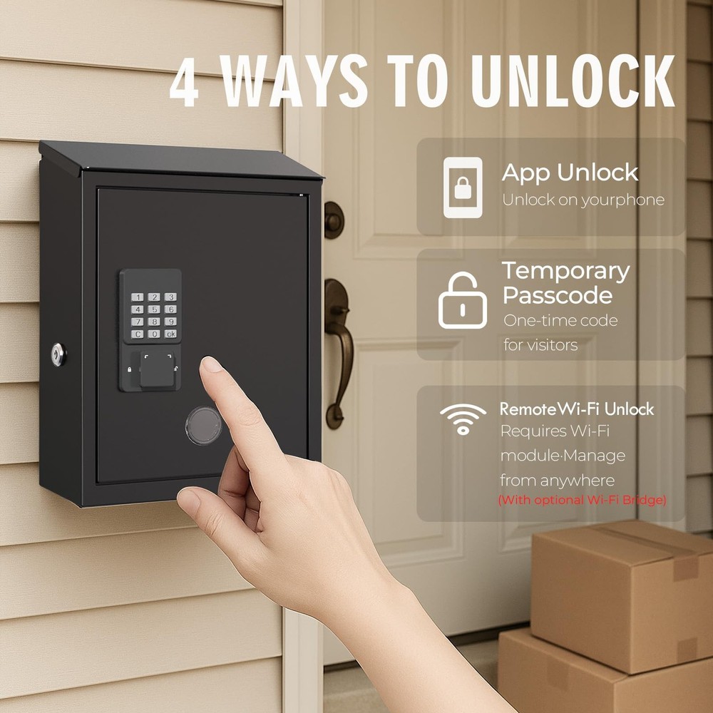 DiDiHere Mailbox with Electronic Lock, Locking Mail Boxes for House, Wall Mou...