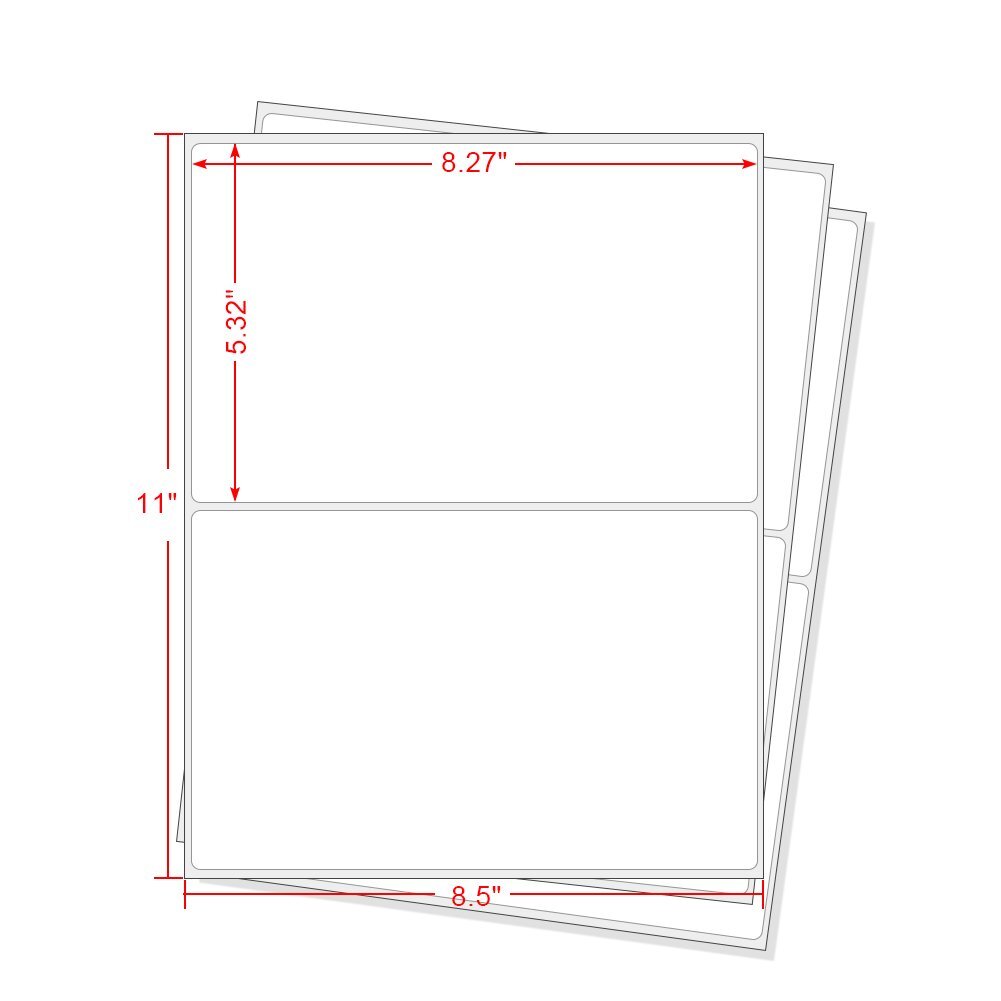 1000 Round Corner Shipping Labels Easy Peel Half Sheet 8.5x5.5