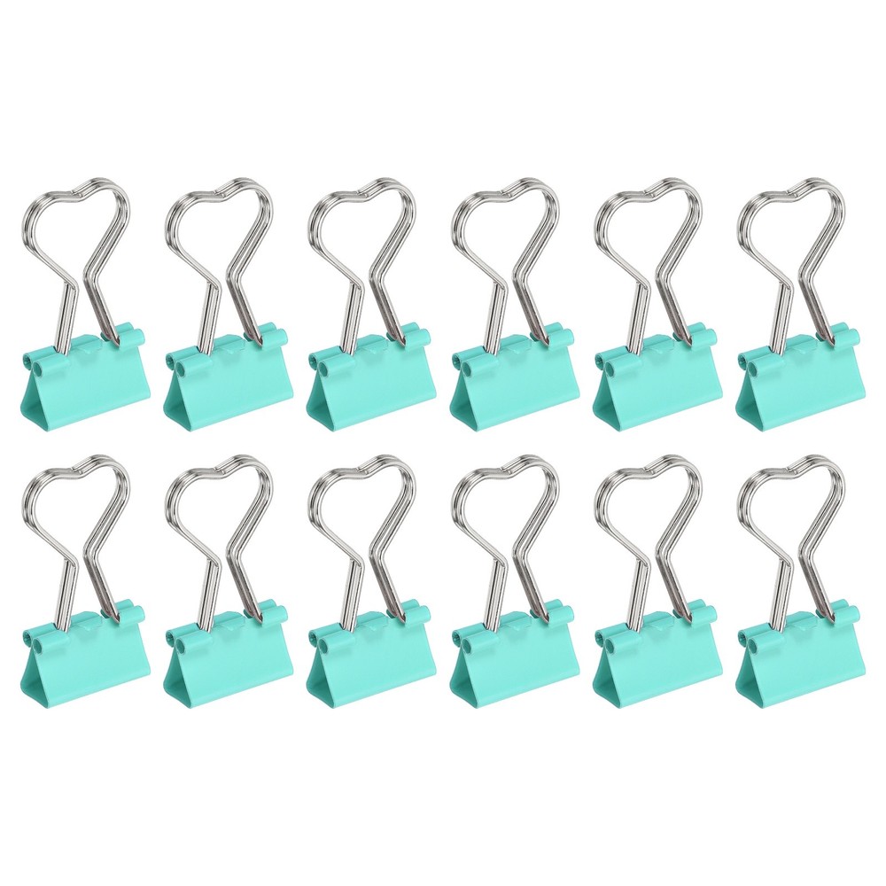 12Pcs Heart Metal Binder Clips Bulk for Planner Notes, Green