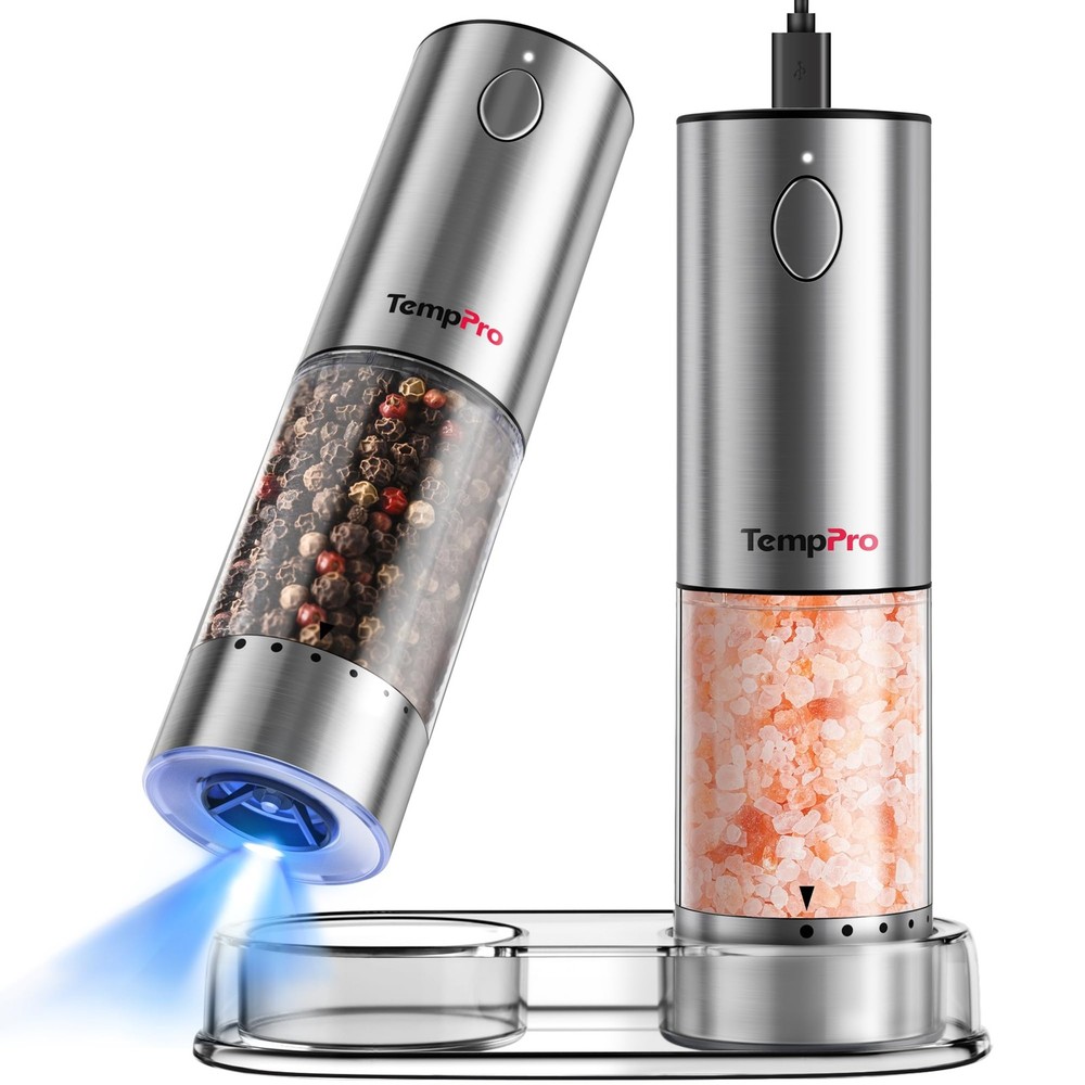 100ml Electric Salt and Pepper Grinder Set Rechargeable, Automatic Pepper Grinde