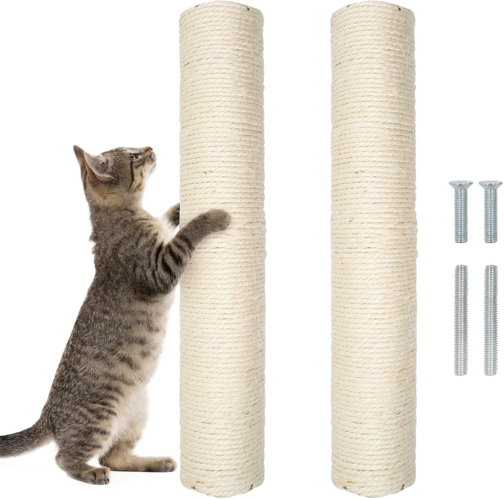 15" Cat Scratching Replacement Posts Natural Sisal Scratcher Post L, White