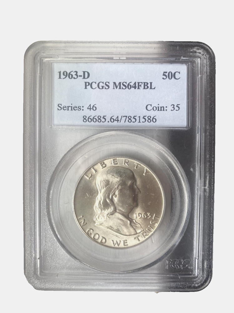 1963 D Franklin Half Dollar PCGS MS 64 FBL