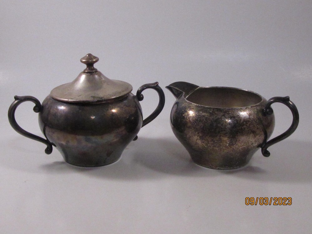 Vintage Sheffield Silver on Copper Sugar and Creamer Set