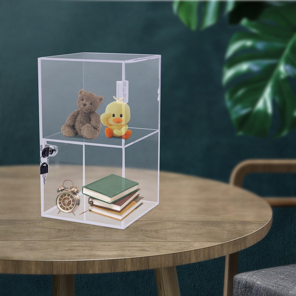 2-layers Countertop Display Case 20*20*35cm Locking Security Showcase Cabinet US