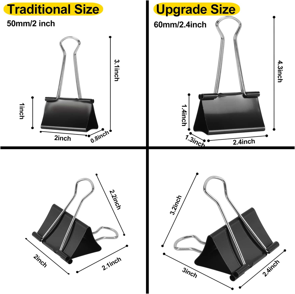 Extra Large Binder Clips 2.4 ″ Width for Office -1.3 Inch Capacity 8 Pcs