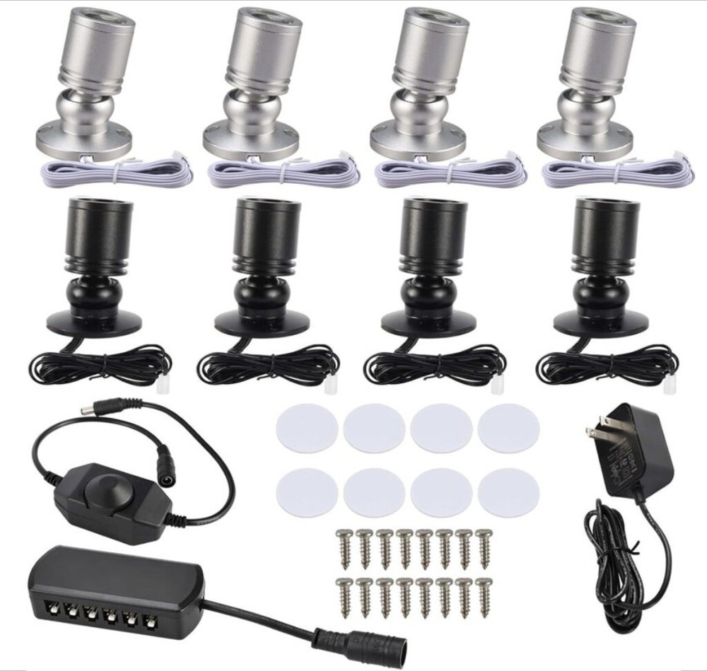 4/8Pack Dimmable LED Mini Spotlight for Display Cabinet Showcase Warm/Cold White