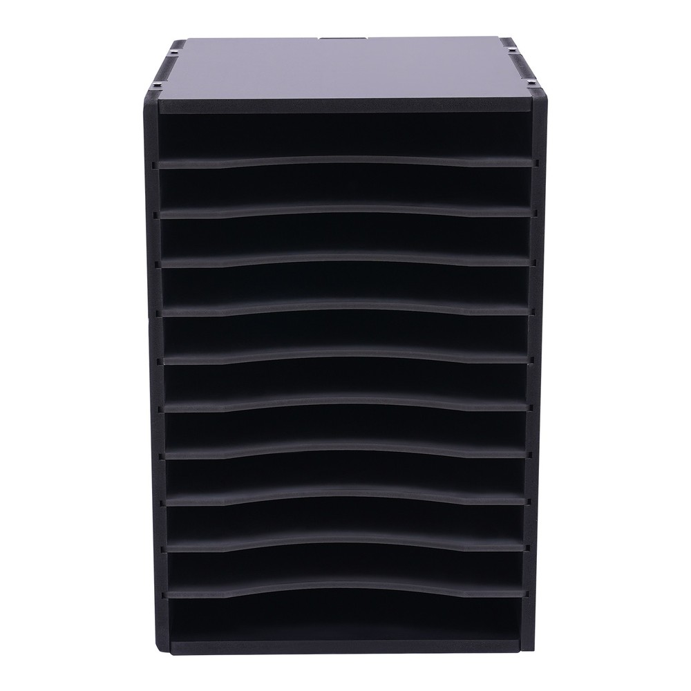 Vertical Desktop Sorter, 11 Compartments, Durable Black Organizer for Letters