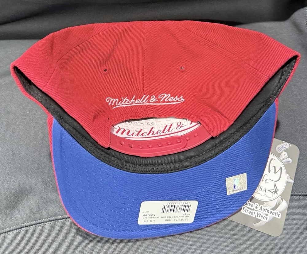 Mitchell & Ness NBA New York Nets Snapback All Red Old School Logo Nets RARE Sid