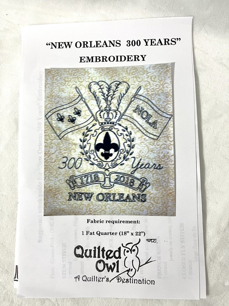 “New Orleans 300 Years” Embroidery Pattern
