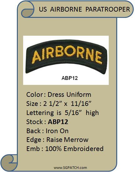AIRBORNE BLACK/YELLOW TAB PATCH - ABP12