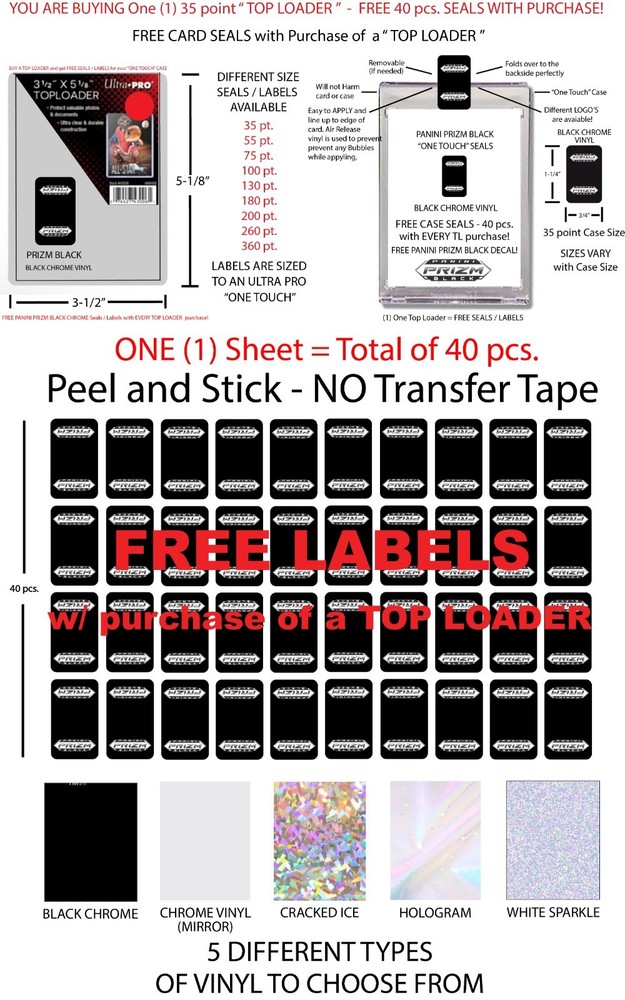 ONE TOUCH STICKERS FREE PANINI PRIZM BLACK LOGO LABELS PANINI PRIZM BLACK LABELS