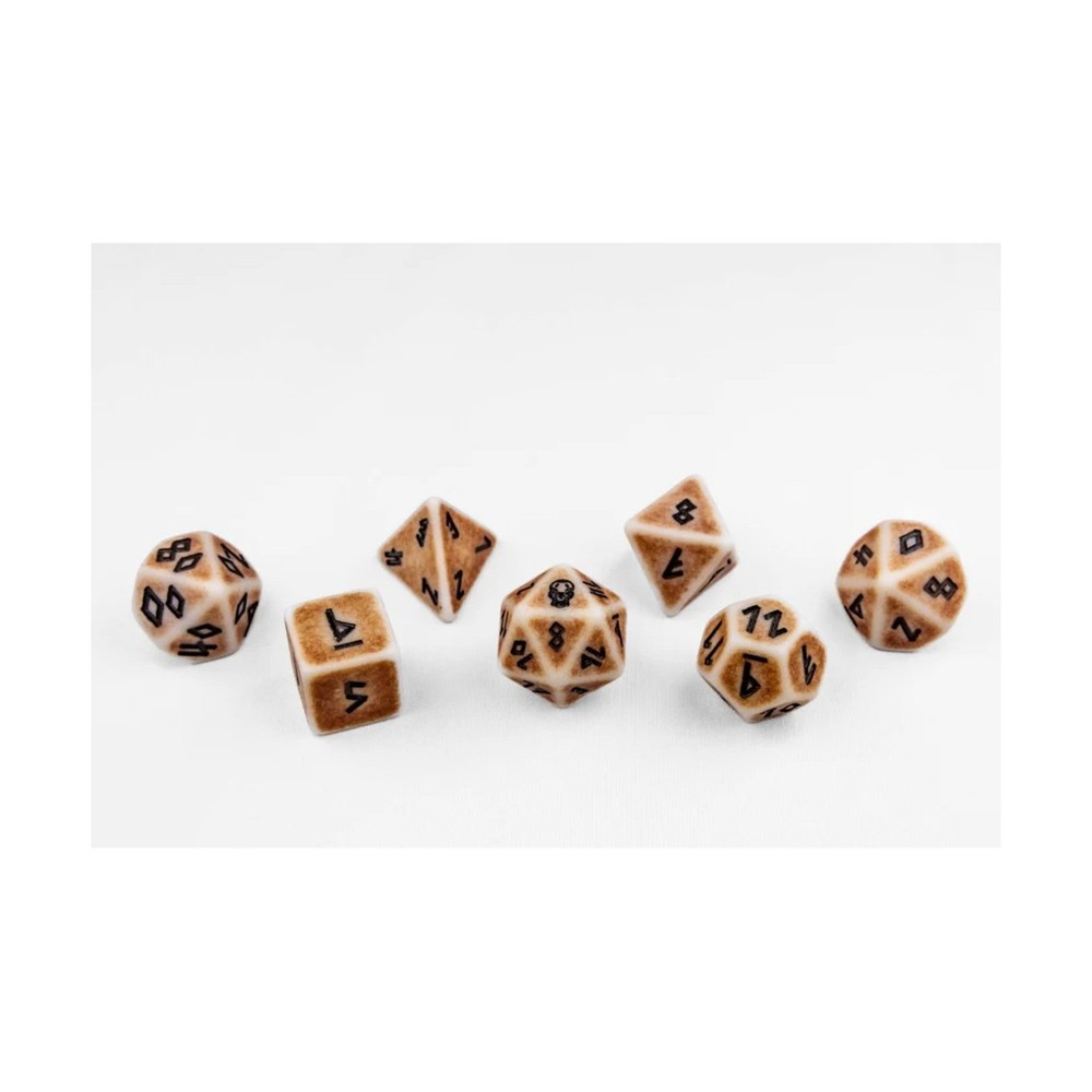 QuasiReal Dice Sets Poly Set - Death's Bones (7) New