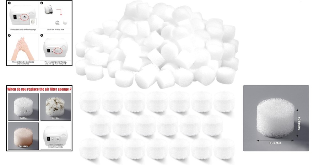 100 Pack Air Filter Sponge for Compressor Systems - Easy Replacement & Hygiene