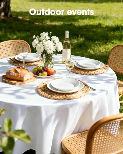 Plastic Table Cloth Disposable 6 Pack, 84'' Round Table 84" Round White