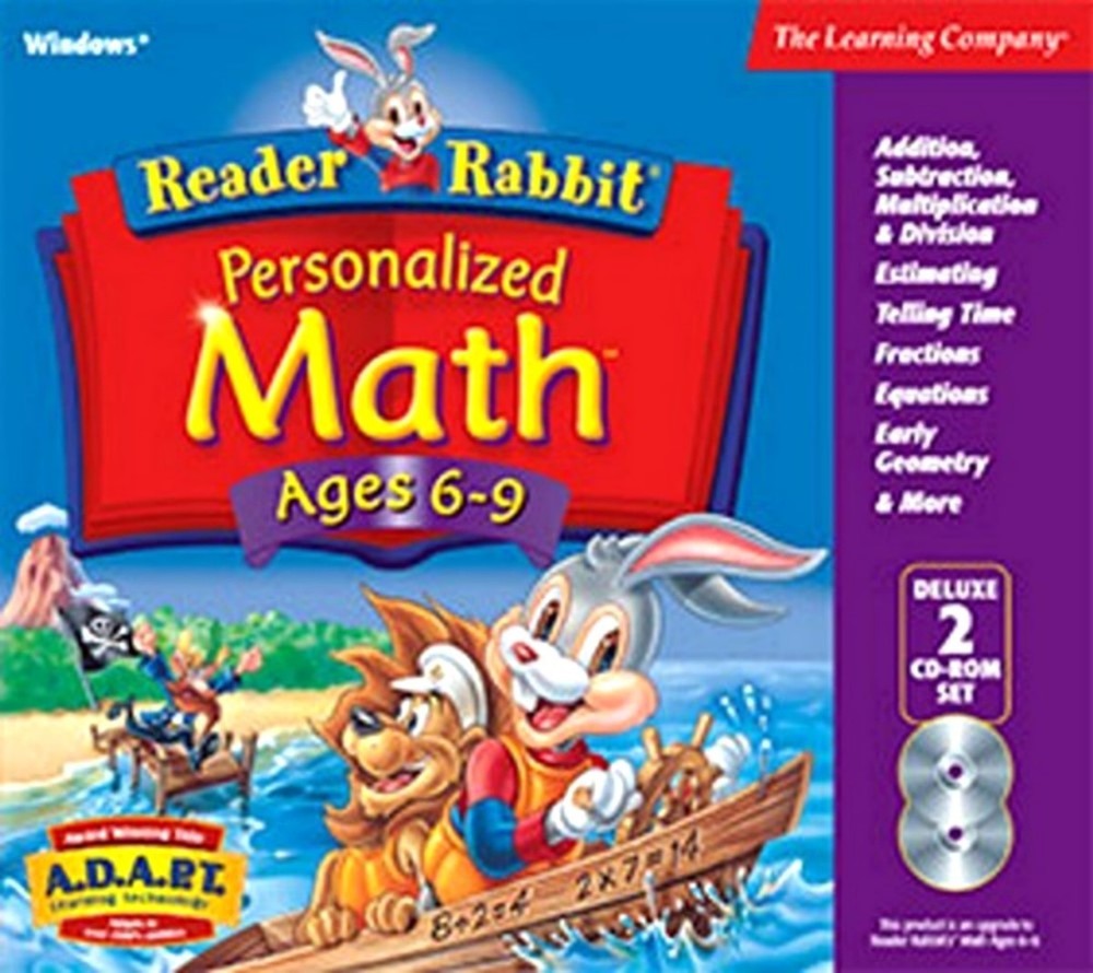 Reader Rabbit Personalized Math 6 - 9 ADAPT Deluxe 2-CD Set PC Software 32-bit