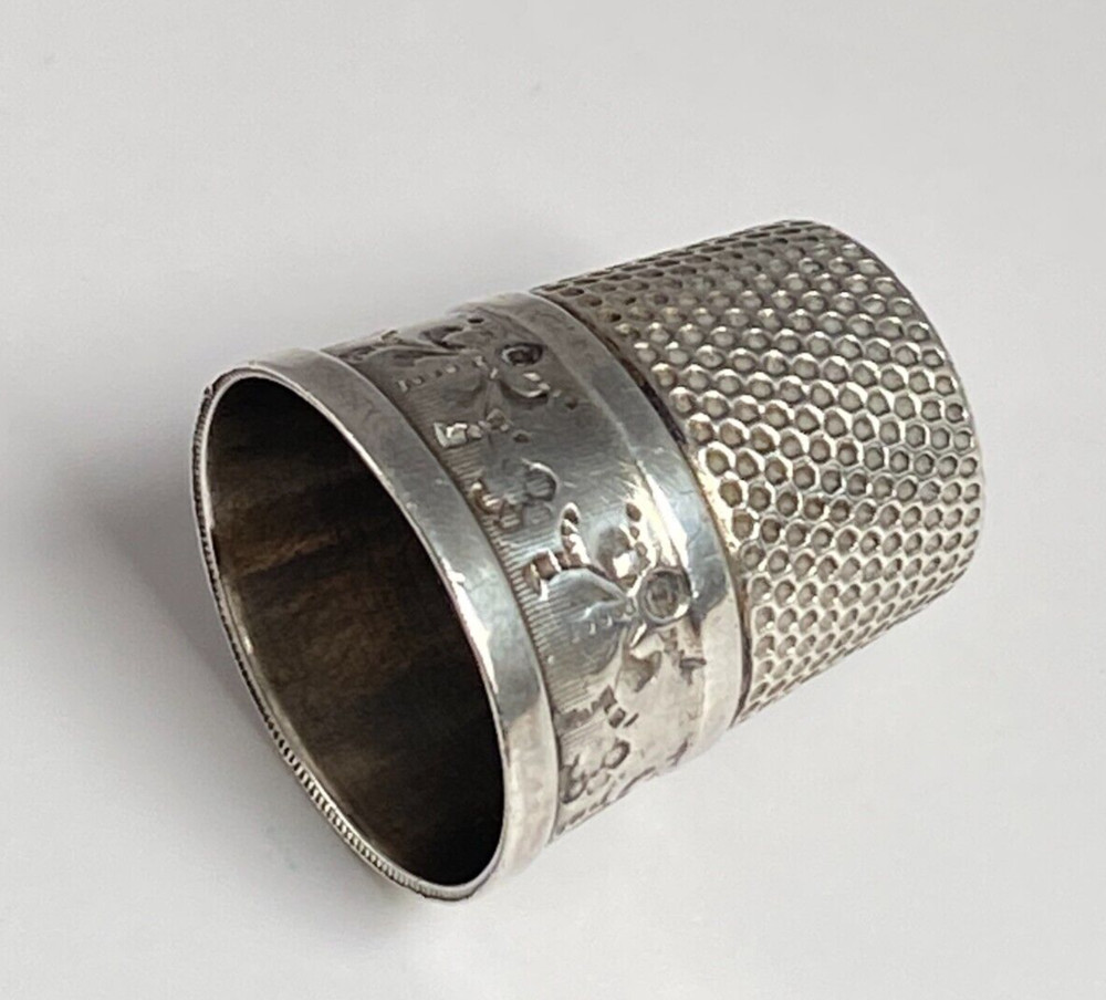 Antique 2x c1910 Solid Silver Thimbles One by U.S.A Simon Brothers & Other