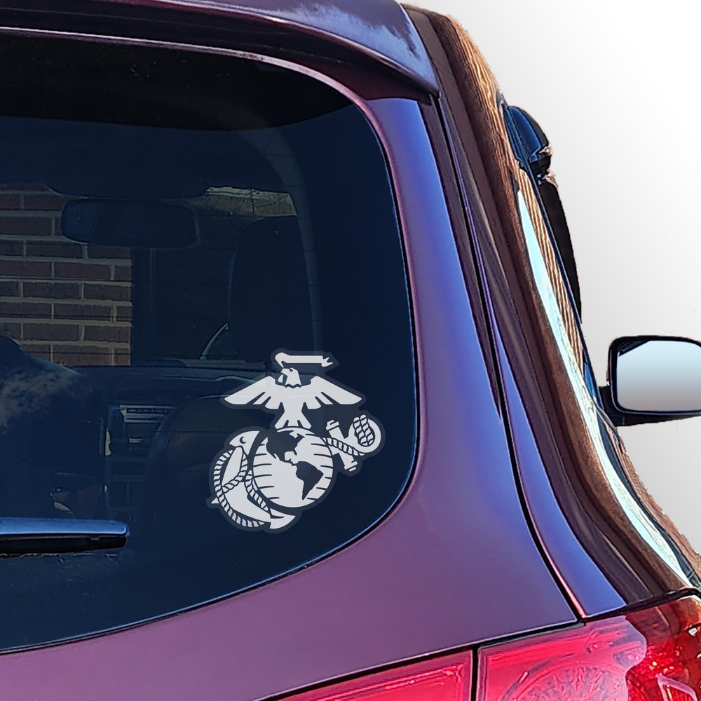 White USMC Eagle Globe and Anchor Logo Clear Sticker