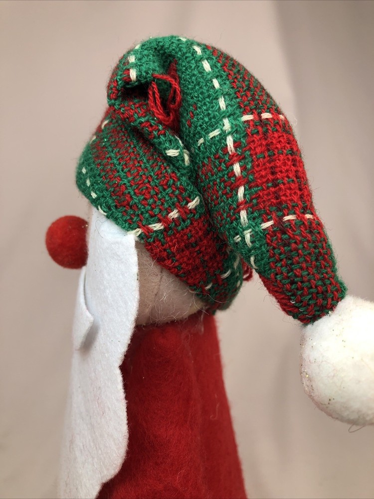 Felt Covered Cone Christmas Santa 10” Tall
