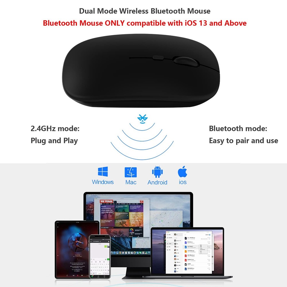 Wireless Bluetooth Mouse for Apple iPad iPhone MacBook Android Samsung Tablet...