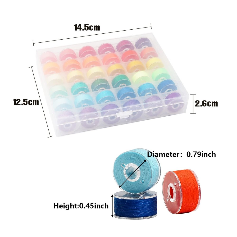 144Colors Prewound Bobbin Thread Plastic Size A SA156 Class 15 Polyester Thre...