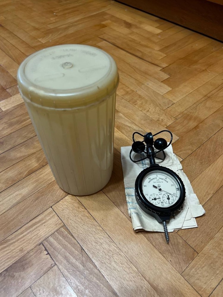 Vintage Soviet Cup Anemometer Mechanical Wind Speed Meter USSR + Docs & Case