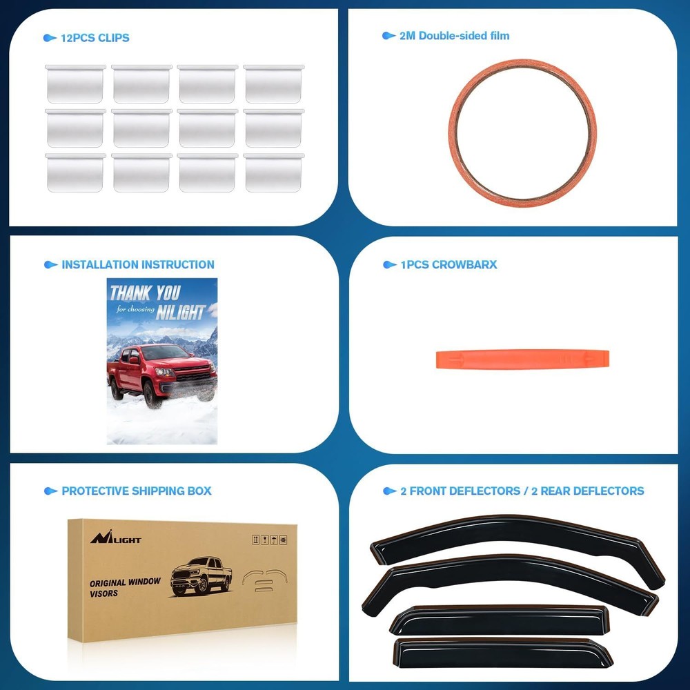 Nilight Window Visor for Dodge Durango 2011-2024 in Channel Window Deflectors