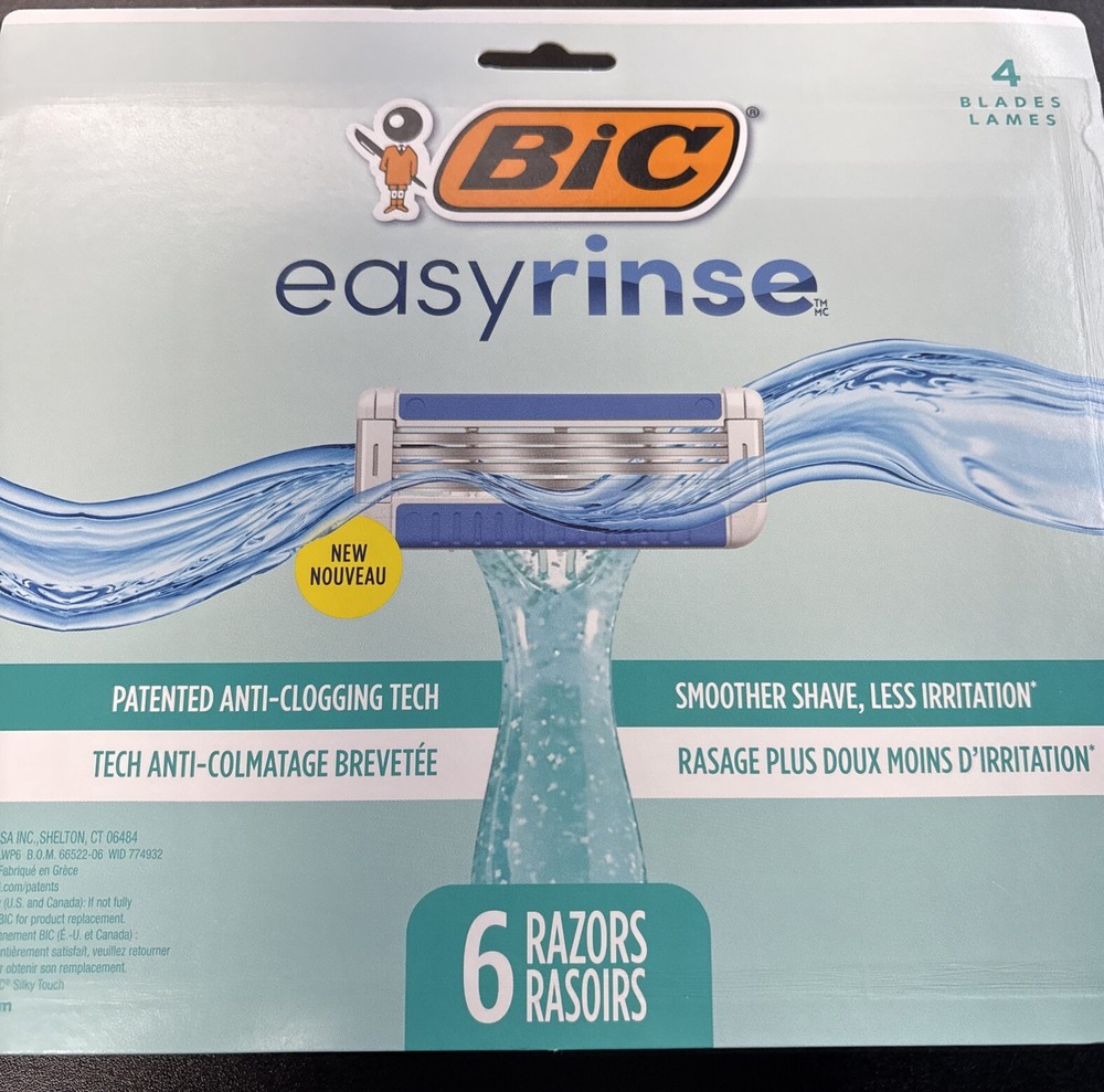 BIC Easy Rinse Razors 6 Pack (4 Blades)