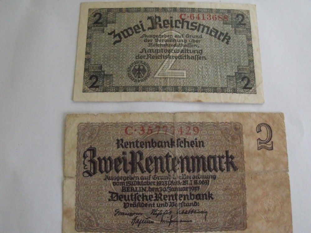(5) German 2 Reichsmarks currency