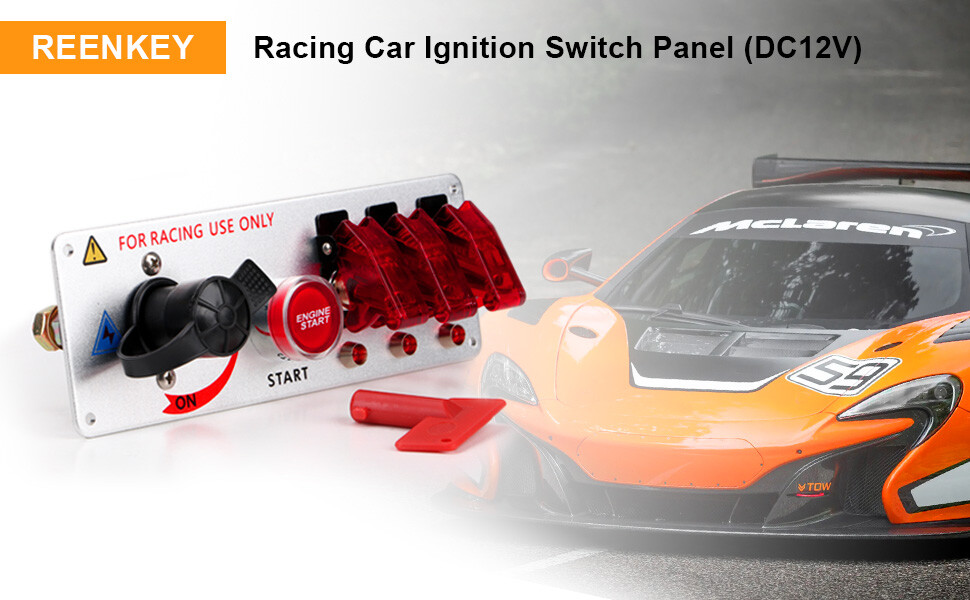 5-in-1 Ignition Switch Panel Engine Start Push Button LED 12V Toggle Racing Car