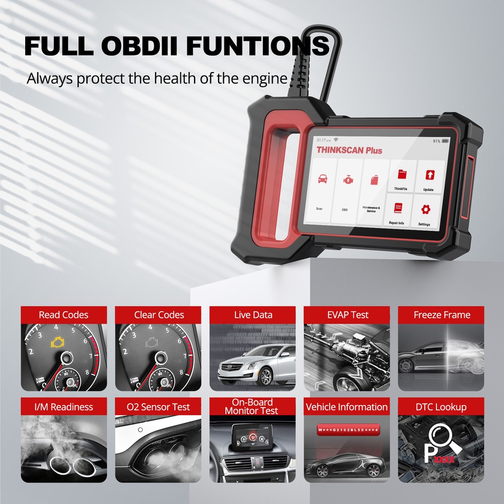 THINKSCAN PLUS S5 OBD2 Scanner ABS SRS ECM TCM Car Diagnostic Tool Code Reader