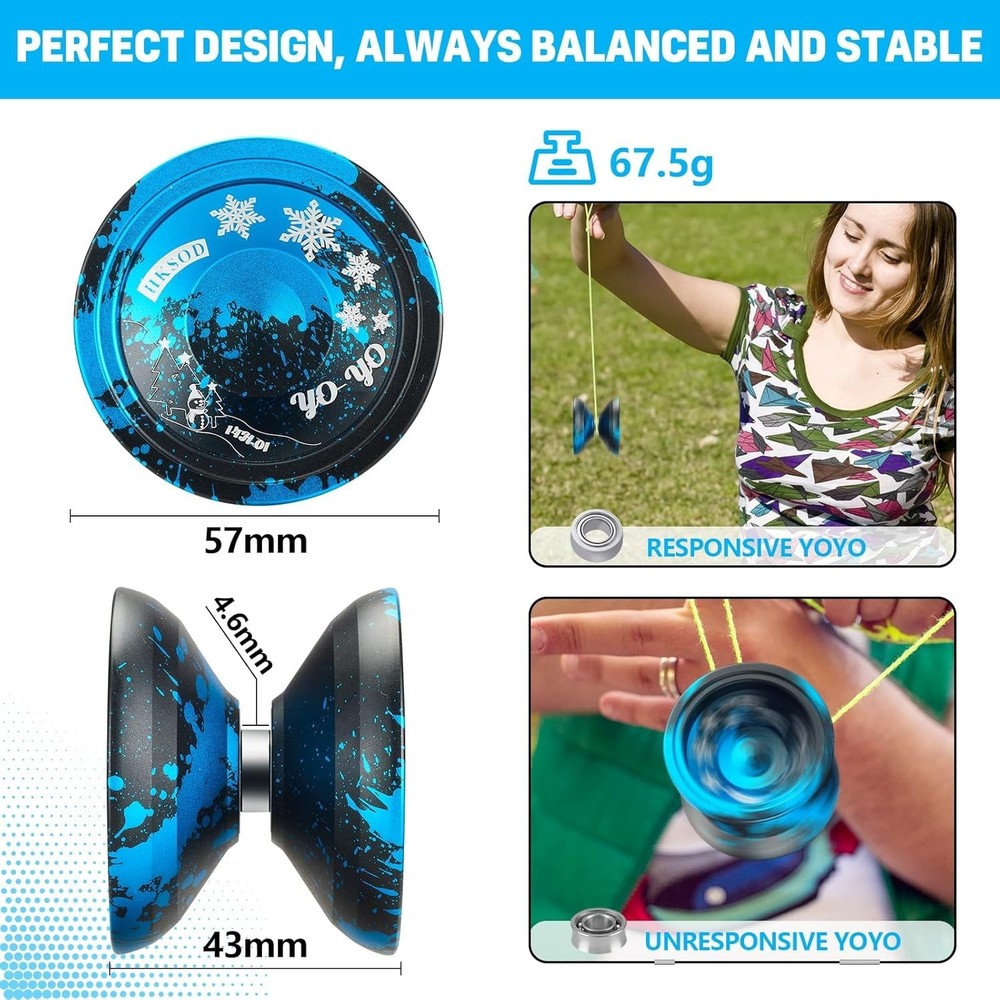 Responsive Yoyo Professional with Dual Function, with Replacement Bearing + 10 Y