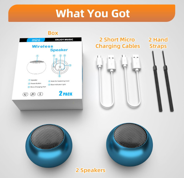 2pack Portable Mini Speaker, Bluetooth Tiny Speaker, Wireless Mini Speaker for S