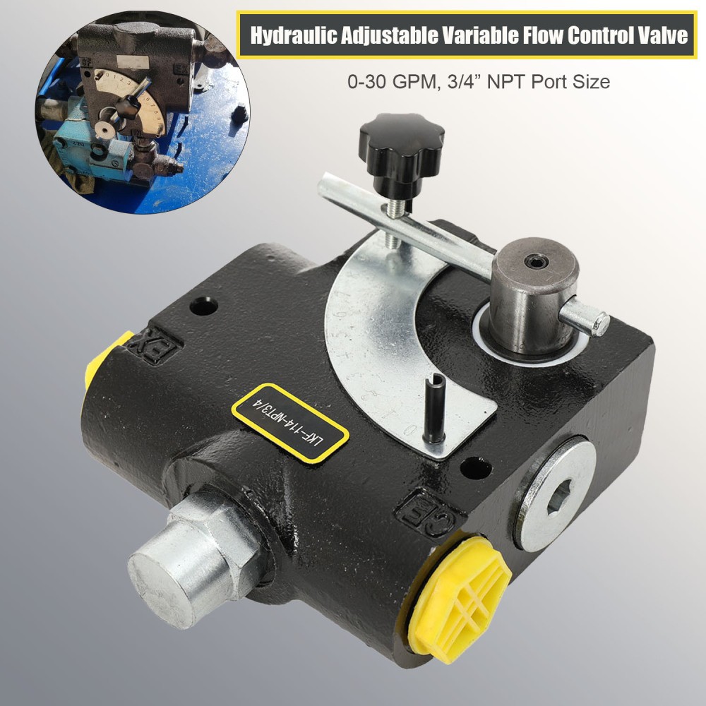 Hydraulic Adjustable Variable Flow Control Valve 3/4" NPT Pressure Relief Valve