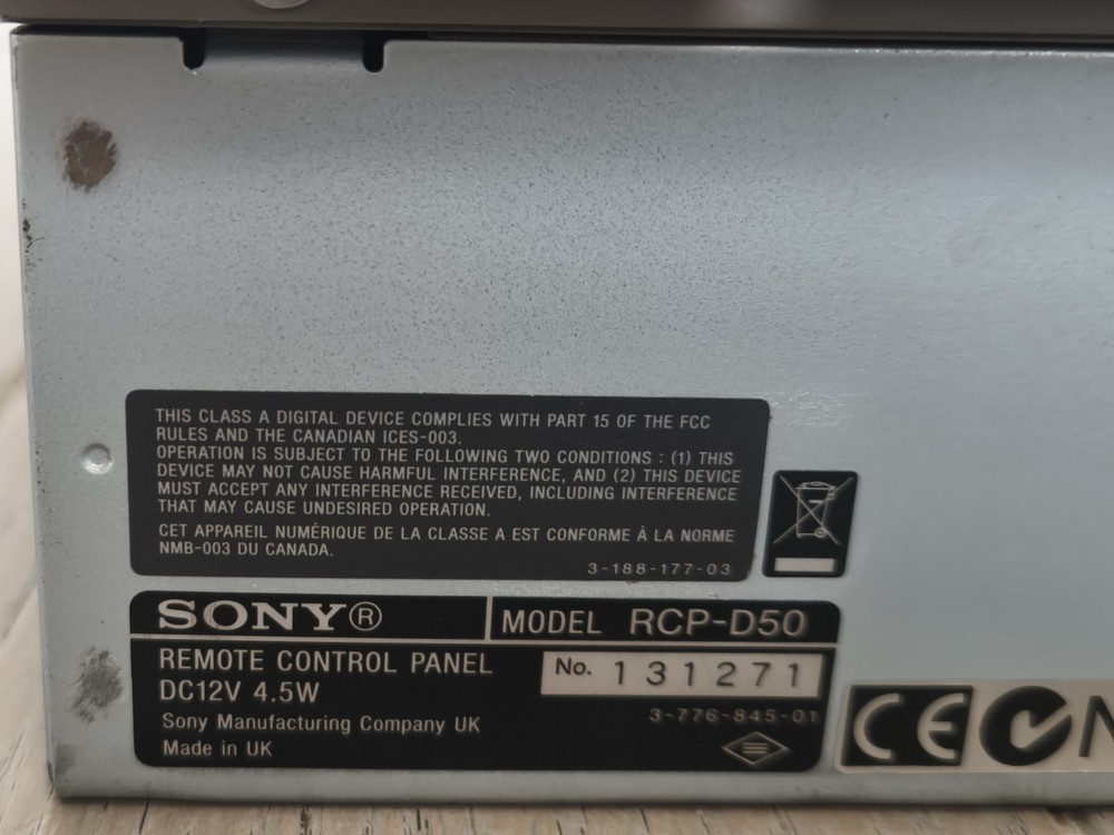 Sony RCP-D50 Remote Control Unit For Sony Camcorder.