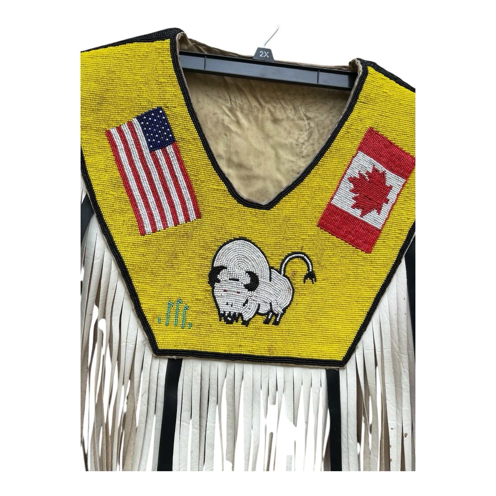 Vintage Native American Pow Wow Regalia Ceremonial Beaded Vest US Canada Buffalo