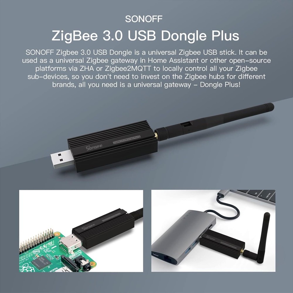 SONOFF Zigbee USB Dongle Plus Gateway for Home Assistant, IoBroker, Zigbee2MQTT