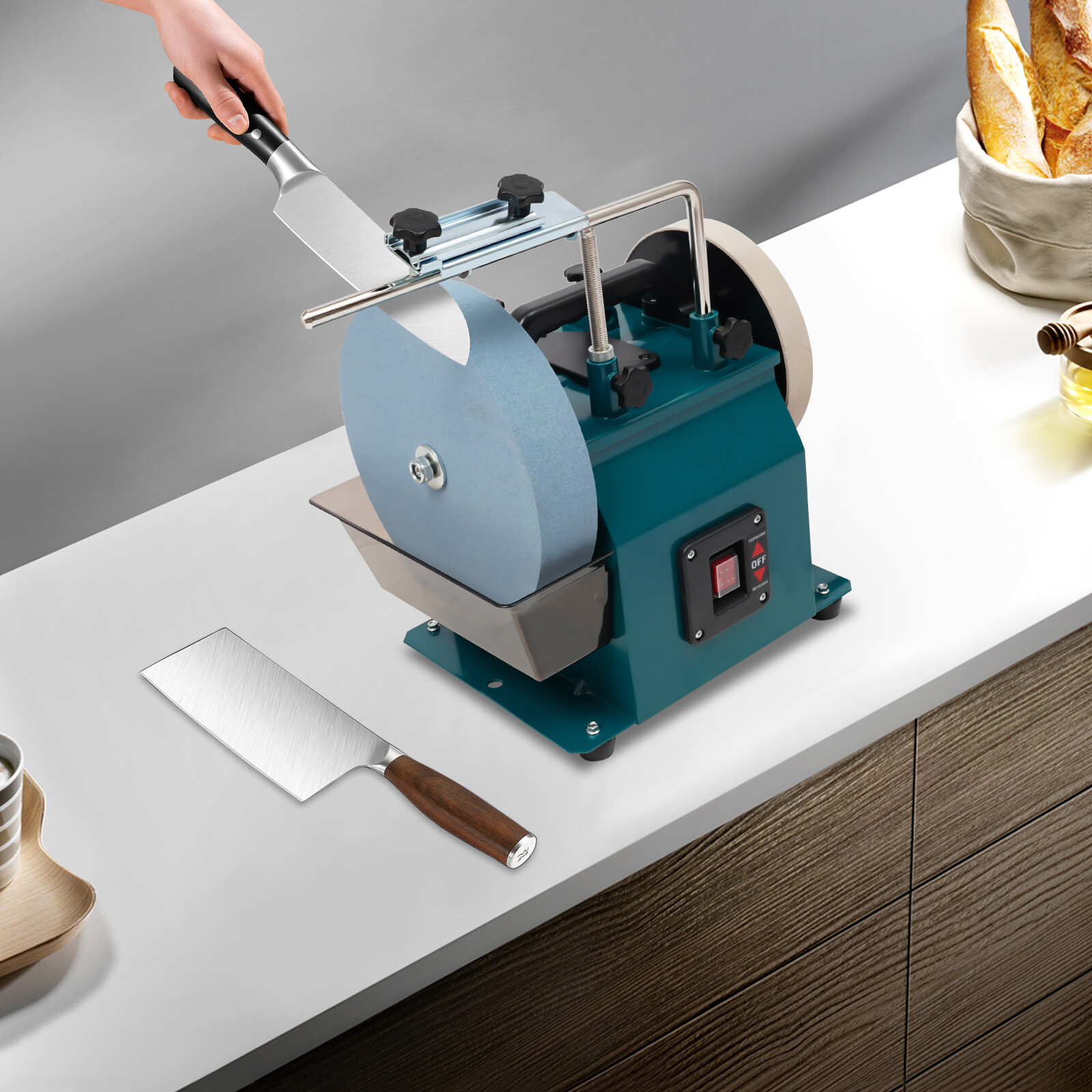 Electric Knife Sharpener Water-cooled Grinder Bench Wet Stone Grinding Machine