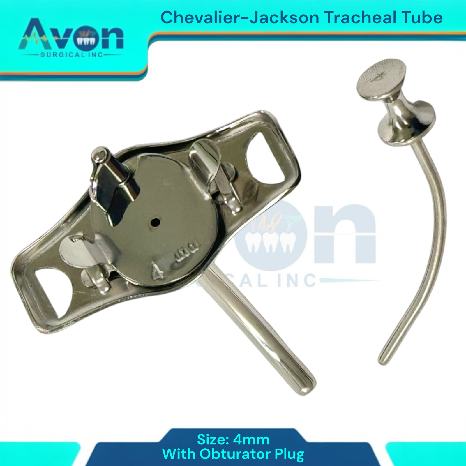 Jackson Tracheal Cannula Tube with Obturator Plug, Metal, Tracheostomy Tool, 1pc