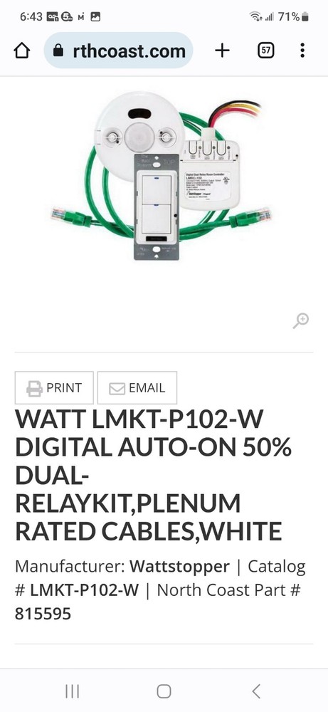 Wattstopper LMKT-102-W White 2-Relay Controller Digital Room Control Bundle