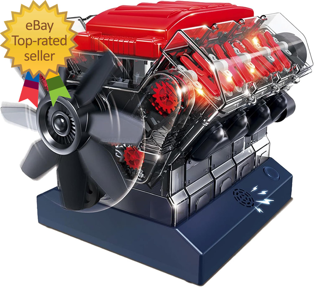 V8 Combustion Engine Model Kit That Runs - Build Your Own STEM Mini V8 Model