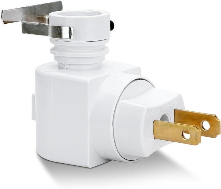 4 White Plug In Night Light On/Off Switch W/Rotating Base - 4 LED Bulbs included