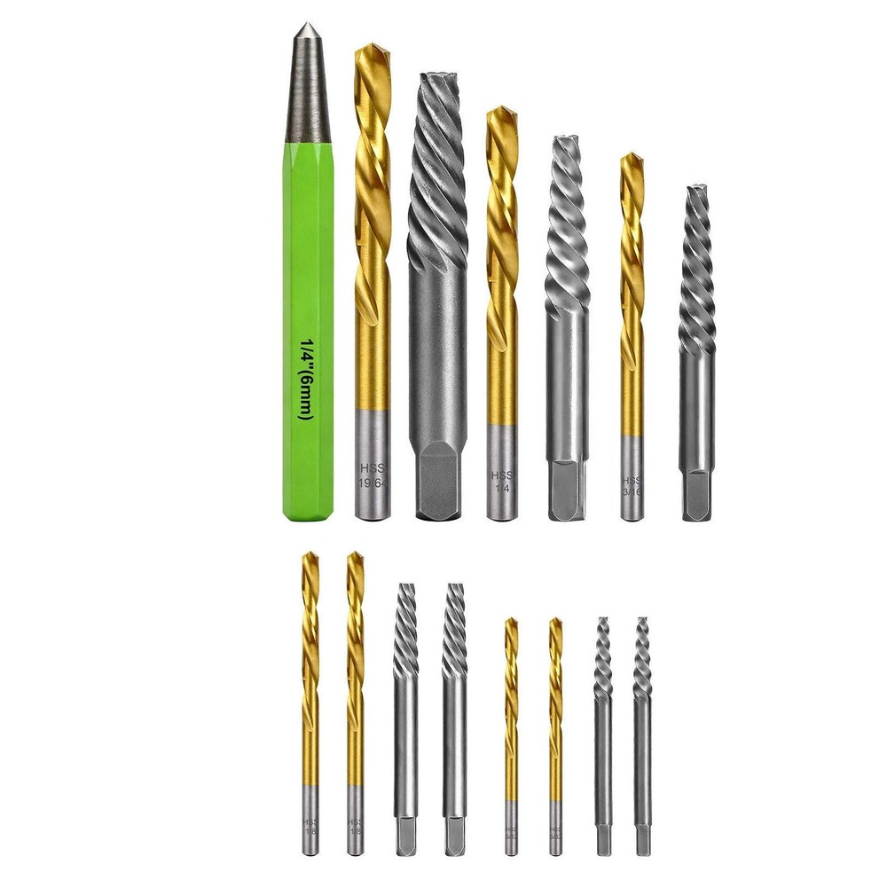 Screw Extractor Kit with CR-MO Extractor Tools & Reverse Bits for Industrial Use