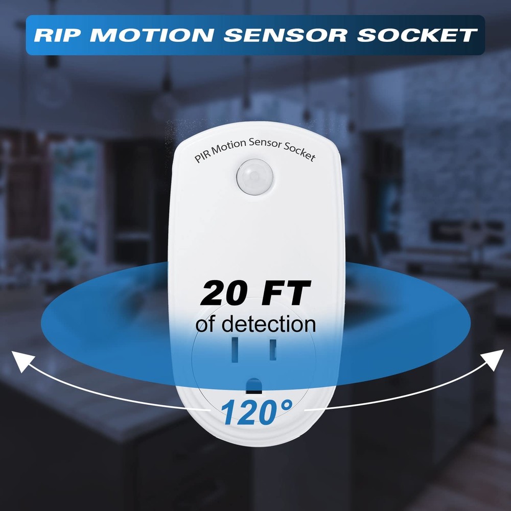 4 Pieces Motion Sensor Sockets Indoor Plug in Sensor Light Control Switch 120...