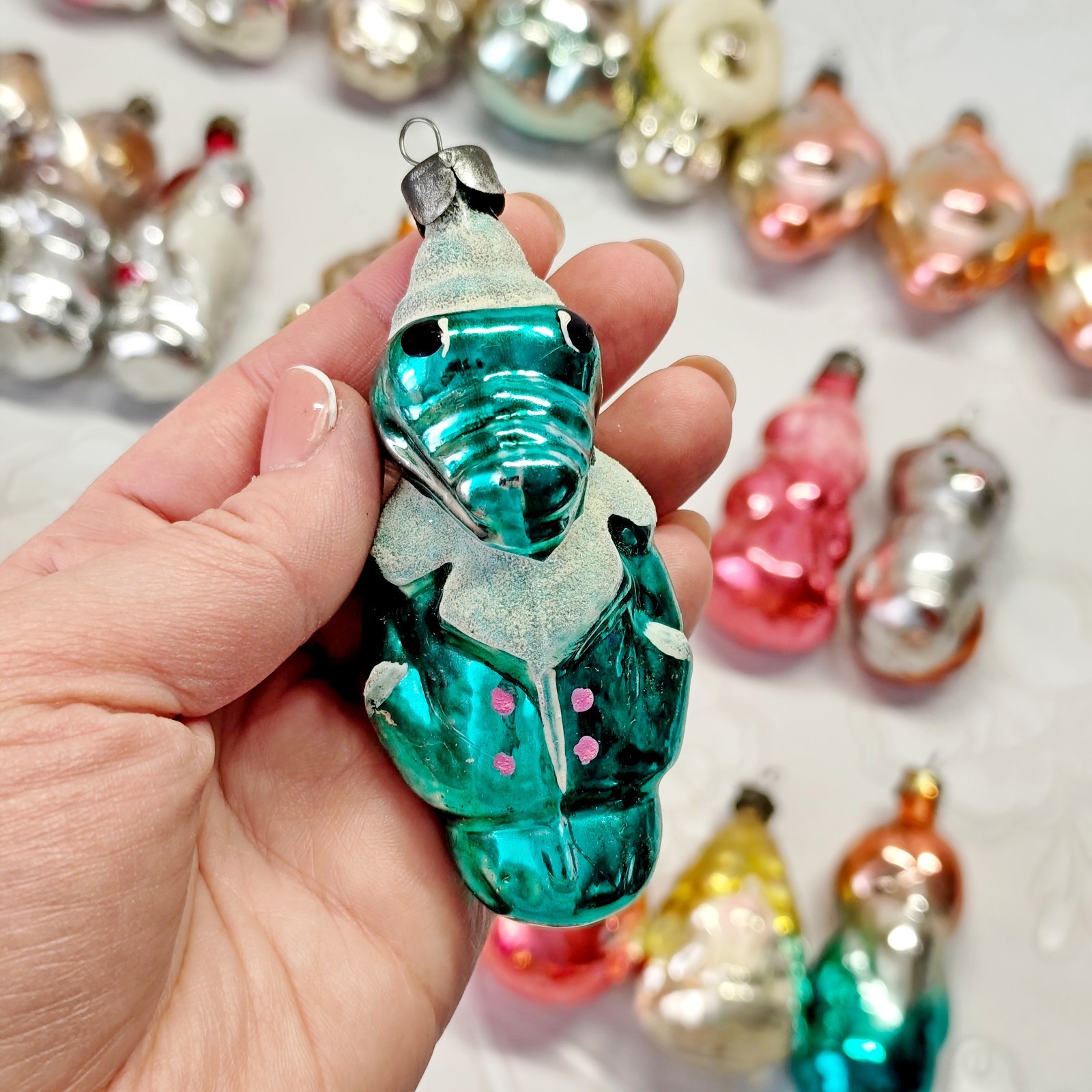 Vintage glass Christmas Ornament character animal decoration soviet USSR №728