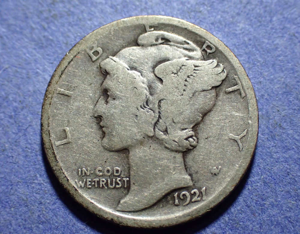 1921 Mercury Dime  VG