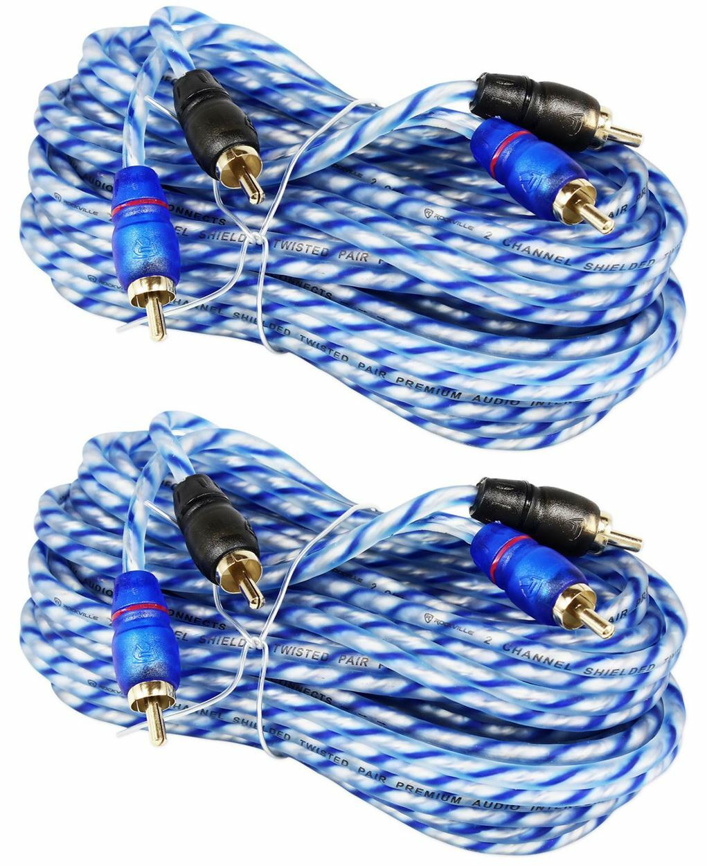 2 Rockville RTR172 17 Foot Twisted Pair RCA Cables 100% Copper, Amazing Quality