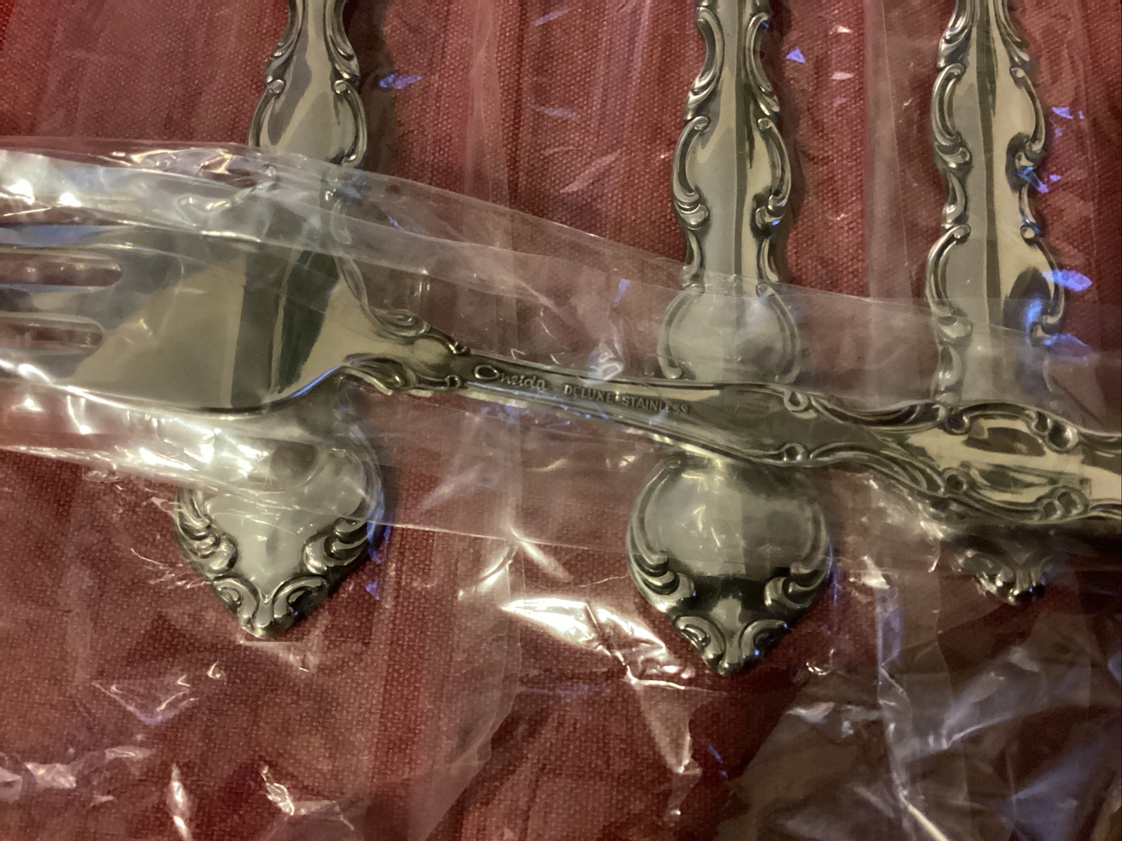 Oneida Deluxe MOZART 4 Dinner Forks Unused 7 1/4" Stainless USA Flatware