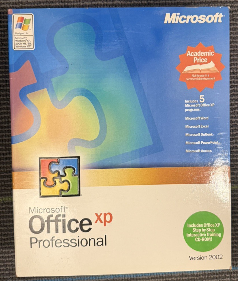 Microsoft Office XP Professional 2002 – Full Retail Package – NEW SEALED !