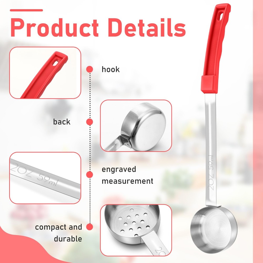 2 Pcs Portion Control Serving Spoons Restaurant Measuring Serving Ladle Utens...
