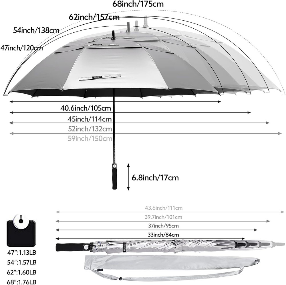 47-Inch Windproof Golf Umbrella with UV Protection, Auto Open & Stylish Design